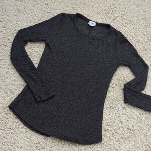Old Navy Black Heathered Plush Ribbed Tee S Tall